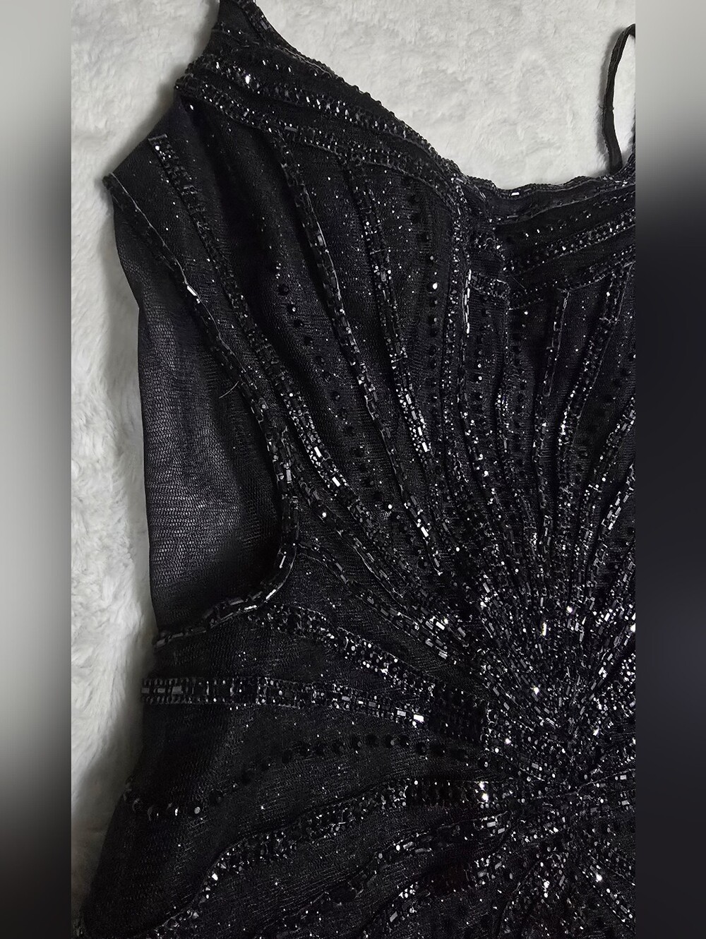 Gianni Bini GB Black Sequin Long Split Dress Size 3 Mesh Back NWT Cocktail Prom - Picture 11 of 16